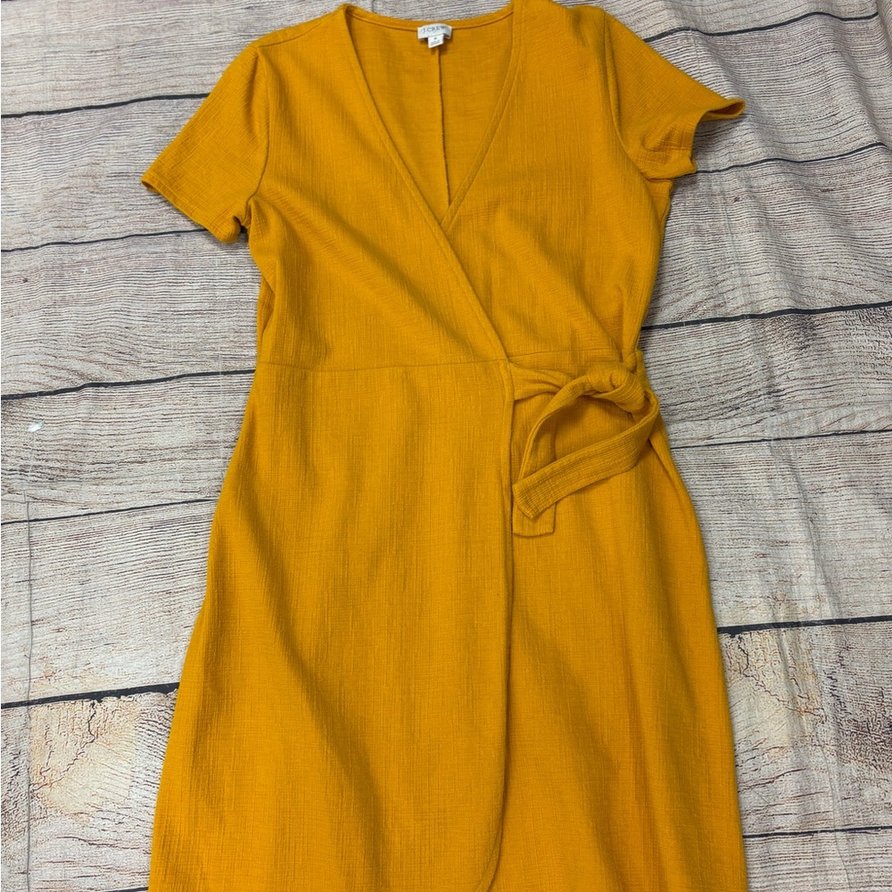 J. Crew Mustard Midi Wrap Dress
